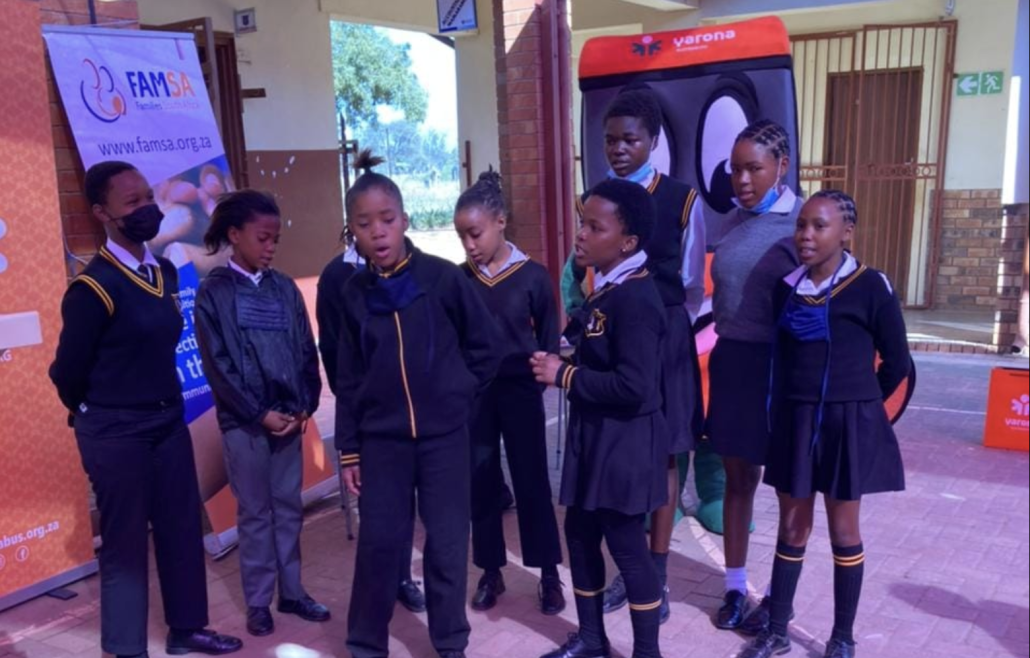 School children dressed in uniform attending FAMSA